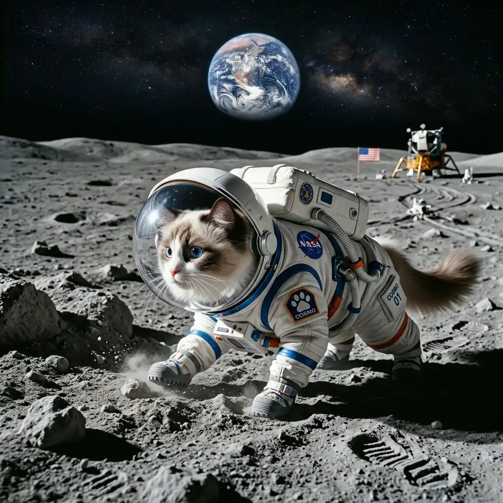 Ragdoll Cat on the Moon