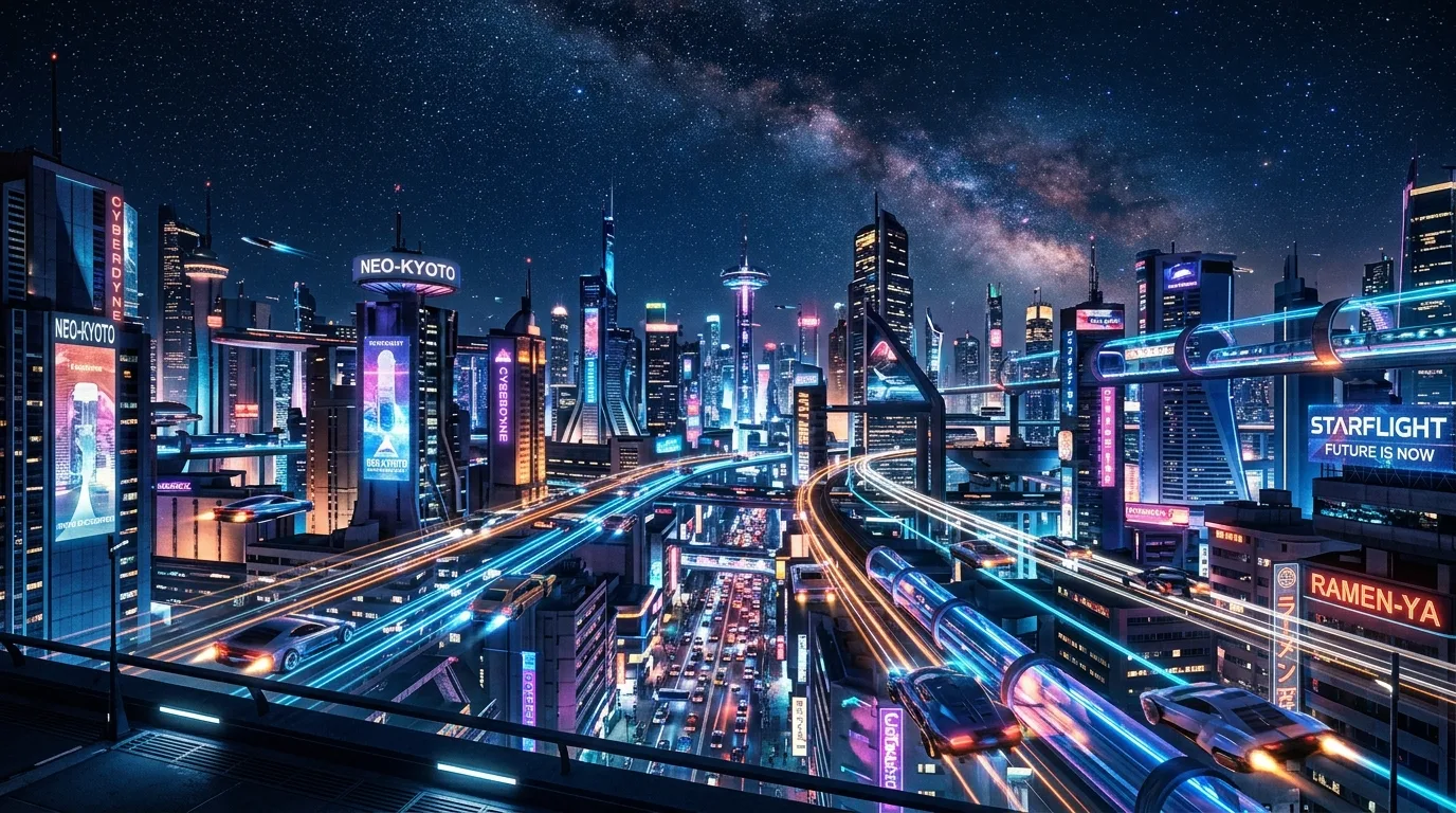 Flying cars future city — AI generated sci-fi